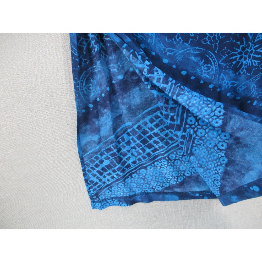 Bice Blue Batik Floral Geometric Print Maxi Skirt Womens Size 6 Rayon Boho - Picture 8 of 9